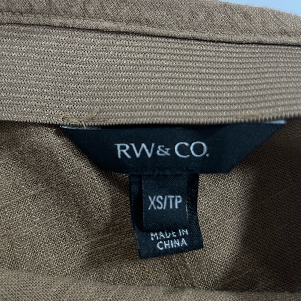 RW&CO Camel Linen Blend Maxi Skirt Side Slits Straight Fit with Drape - XS - Picture 3 of 10